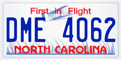 NC license plate DME4062