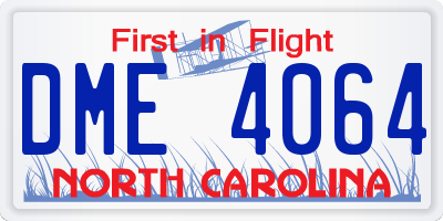 NC license plate DME4064