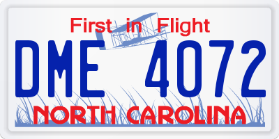 NC license plate DME4072
