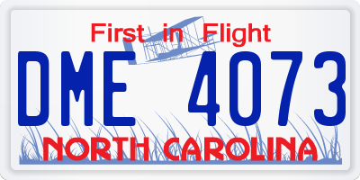 NC license plate DME4073