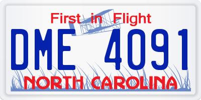 NC license plate DME4091
