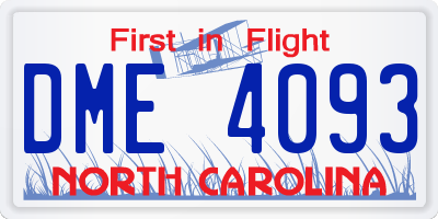NC license plate DME4093