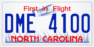 NC license plate DME4100