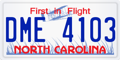 NC license plate DME4103