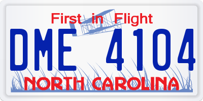 NC license plate DME4104