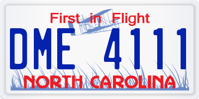 NC license plate DME4111