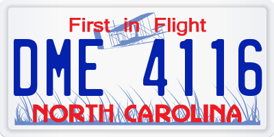 NC license plate DME4116