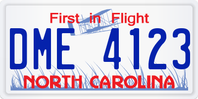 NC license plate DME4123
