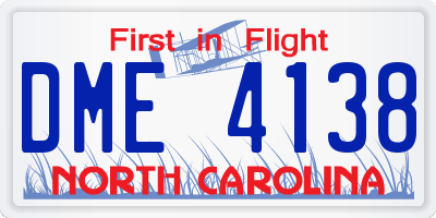 NC license plate DME4138