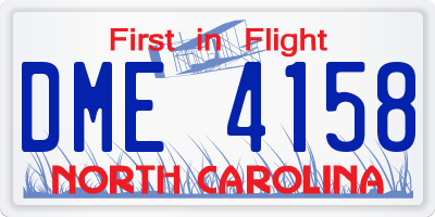 NC license plate DME4158