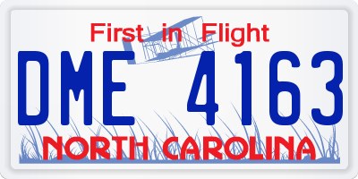 NC license plate DME4163