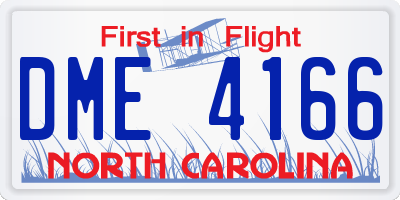 NC license plate DME4166