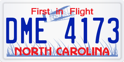 NC license plate DME4173