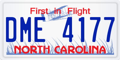 NC license plate DME4177