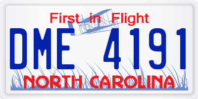 NC license plate DME4191