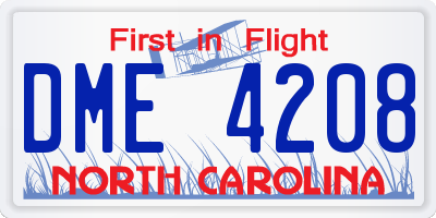 NC license plate DME4208