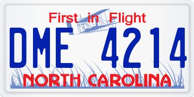 NC license plate DME4214