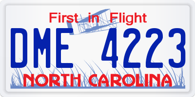 NC license plate DME4223