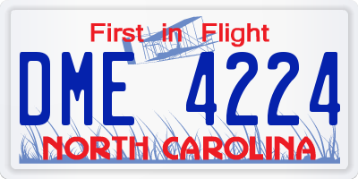NC license plate DME4224