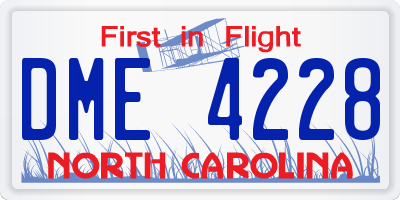 NC license plate DME4228