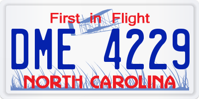 NC license plate DME4229