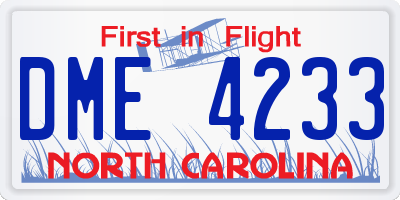 NC license plate DME4233