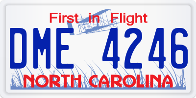 NC license plate DME4246