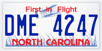 NC license plate DME4247