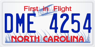 NC license plate DME4254