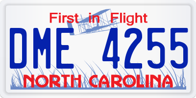 NC license plate DME4255