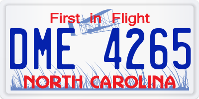 NC license plate DME4265