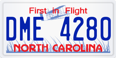 NC license plate DME4280