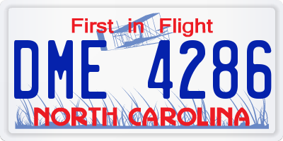 NC license plate DME4286