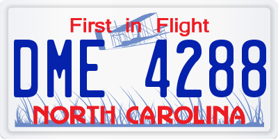 NC license plate DME4288