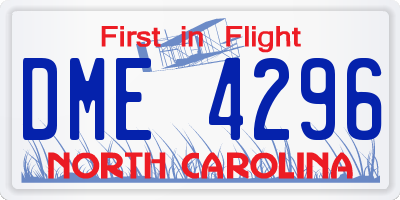 NC license plate DME4296