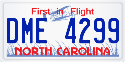 NC license plate DME4299