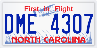NC license plate DME4307