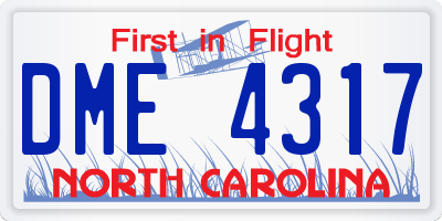 NC license plate DME4317