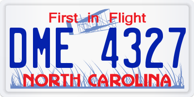 NC license plate DME4327