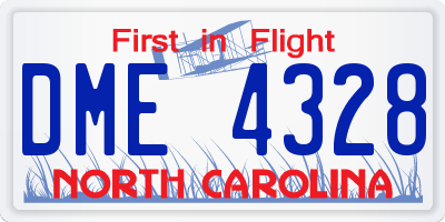 NC license plate DME4328