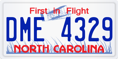 NC license plate DME4329