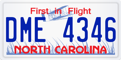 NC license plate DME4346