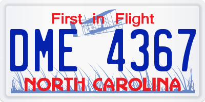 NC license plate DME4367