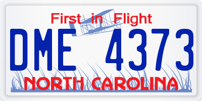 NC license plate DME4373