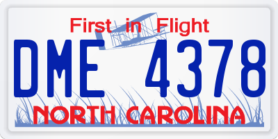 NC license plate DME4378