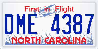 NC license plate DME4387