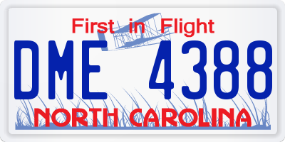 NC license plate DME4388