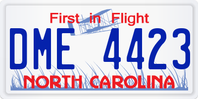 NC license plate DME4423