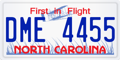 NC license plate DME4455