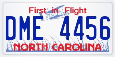 NC license plate DME4456